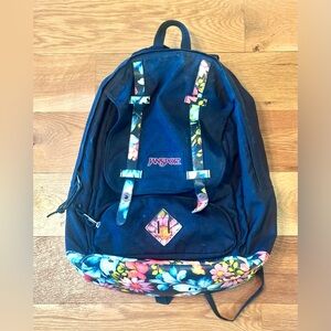 JansSport Cortlandt Black & Floral Multi-Compartment Backpack